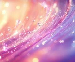 Colorful water wave with sparkling droplets at sunset photo