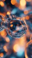 Colorful glass bubbles illuminated in an abstract setting photo