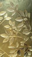 Delicate silver leaves on a golden background in nature photo