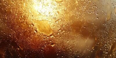 Refreshing drink with condensation during summer evening photo