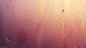 Condensation and colors on a window at sunset photo