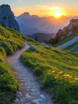 A path in the grass photo