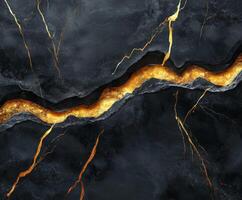 Elegant black marble with golden veins and patterns photo