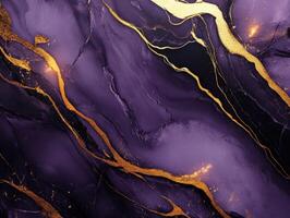 Elegant abstract purple and gold marble pattern design photo