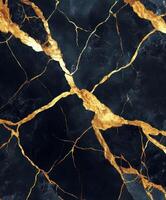 Dark marble with golden veins creating elegant patterns photo