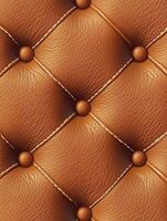 Detailed brown leather upholstery with decorative buttons photo