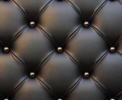 Elegant black leather upholstery with button tufting design photo