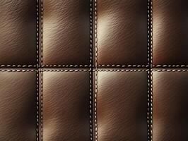 Elegant brown leather texture with stitched patterns photo
