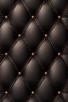 Elegant black quilted leather texture with decorative buttons photo