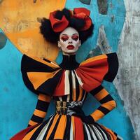 Bold fashion statement with vivid colors and striking design photo