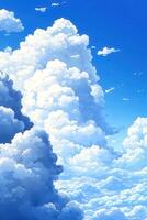 Beautiful towering clouds against a vibrant blue sky photo