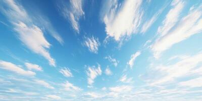 Vast blue sky with fluffy clouds in daylight photo