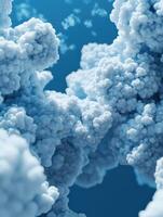 Cloud formations create abstract patterns in blue sky photo