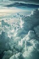 Cloud formations above the horizon during twilight hours photo