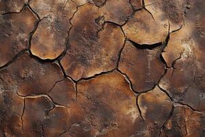 Brown cracked surface with unique textures and patterns photo