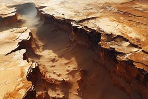 A view of a canyon in the desert photo
