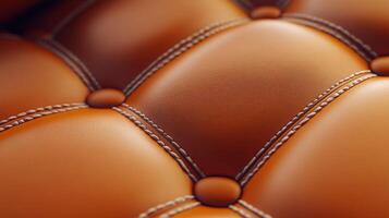 Detail of luxurious brown leather upholstery with stitching photo