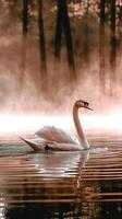 Swan in the mist photo