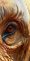 Detailed close-up of an elephant's eye showcasing texture and depth photo