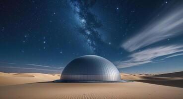 A dome in the desert with stars and clouds photo
