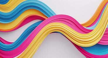 3d rendering of colorful paper waves photo