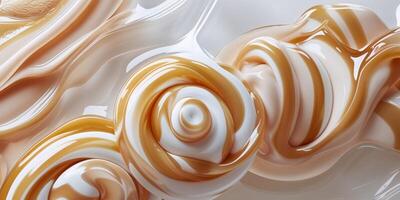 A close up of a swirl of caramel and cream photo