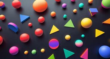 A bunch of different colored shapes on a black surface photo