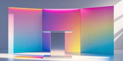 Colorful podium display with three gradient backgrounds for modern design photo