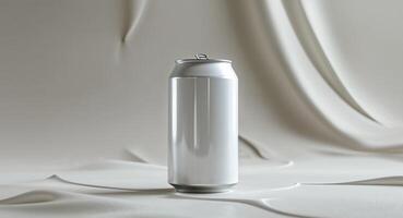 A white blank soda can on a neutral background photo