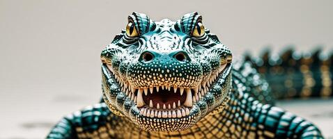 Powerful Alligator Intense Gaze Sharp Teeth Reptile Wildlife. photo