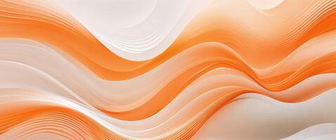 An orange and white abstract background with wavy lines. photo