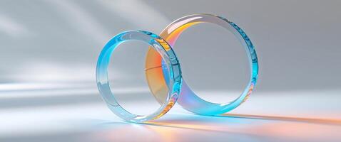 Abstract Intersecting Glass Circles with Gradient on Minimal Base for Technology and Innovation Concepts. photo