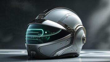 Futuristic Military Helmet with Advanced Display photo