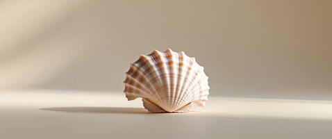 Minimal Seashell on a Beige Background with Soft Shadows for Simple Elegance photo