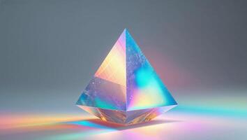 A colorful crystal object with a rainbow light photo