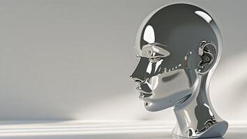 Reflective Abstract Sculpture of a Human Face in Profile View photo