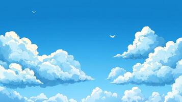 Clouds and birds in the sky with a blue sky background photo