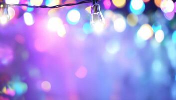 Colorful lights with a blurred background create a festive atmosphere. photo