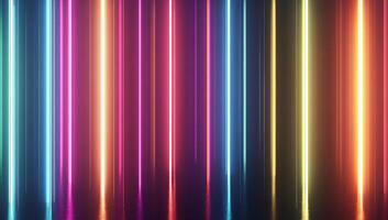 A vibrant display of colorful vertical light beams on a dark background. photo