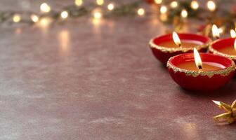 A serene display of lit candles and festive decorations on a table. photo