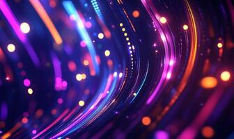 A vibrant abstract design with flowing lines and glowing dots. photo