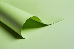 Green paper curl, abstract background, design element photo