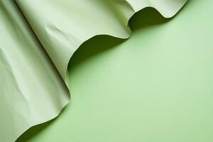 Green paper waves, minimalist background, design element, copy space photo