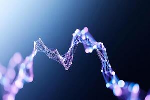 Abstract digital network connection, glowing nodes, dark background, data visualization, tech concept photo