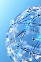 Global network connection, digital sphere, blue background, technology concept, website banner photo