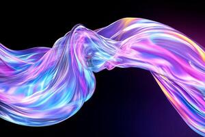 Iridescent fluid swirls, dark background, abstract art, design element photo