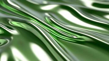 Abstract green fabric waves, flowing texture background, design element photo