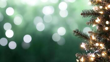 Festive Christmas tree lights bokeh background, holiday card photo