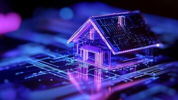 Smart home technology, digital network, future house photo