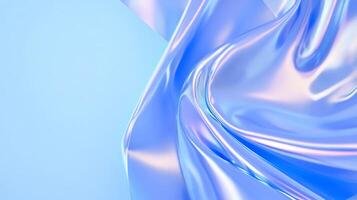 Iridescent fabric folds, blue background, abstract design, website banner photo